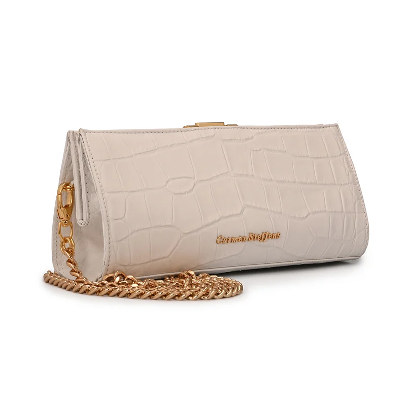 Carmen Steffens White Crossbody Bag Bianco Croco Leather